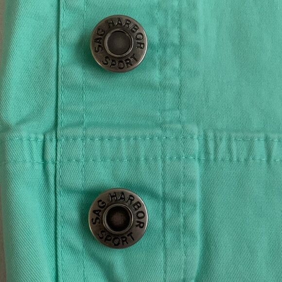 Sag & Harbor Sport Mint Green Cropped Pants with Striped Belt Size 16 - Picture 7 of 10